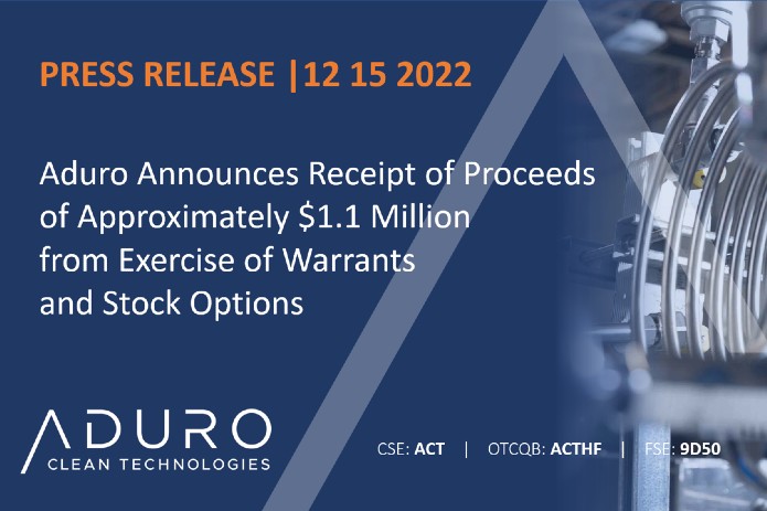 Aduro Announces Receipt of Proceeds of Approximately $1.1 Million from Exercise of Warrants and Stock Options